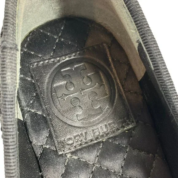 Tory Burch Shoes Womens Sz 6.5 Blk Chandra Loafer Satin + Fabric Lace Flat - Picture 10 of 16